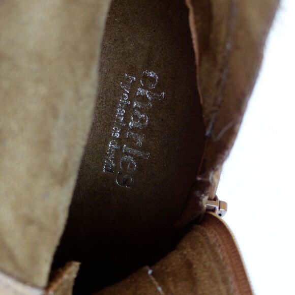 Charles David Boots Women 8 Brown Suede Leather Lace Up Ankle Block Heel Rustic - Picture 13 of 14